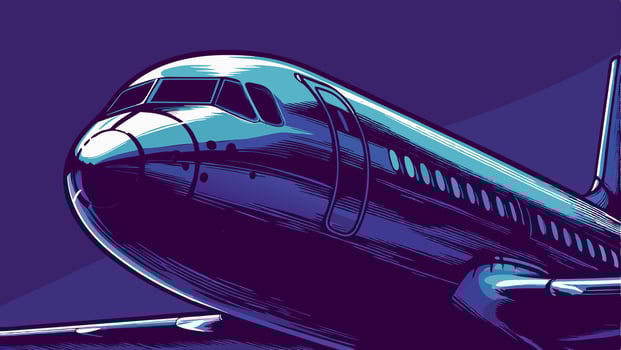 Airplane Closeup Night Flight Graphic vector