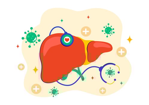 Healthcare Illustration for Hepatitis Awareness Day Showing Diseased Liver and Diagnosis vector