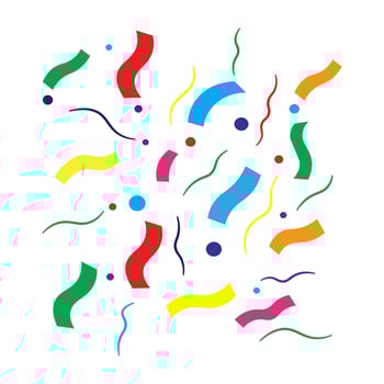 Celebration background template with colorful confetti ribbons isolated on white background. Decoration for birthday party or graduation or celebrate others event vector
