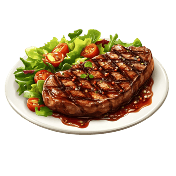 Grilled Beef Steak Dinner Plate with Fresh Salad Food png