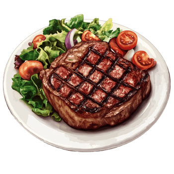 Grilled Beef Steak Dinner Plate with Salad Food png