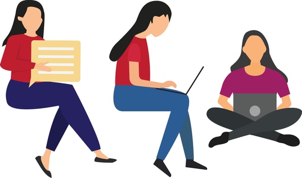 Sitting People Illustration Faceless Flat vector