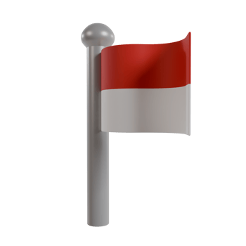 3d render of pole and waving indonesian flag. illustration of independence day and decoration of banner or flyer png