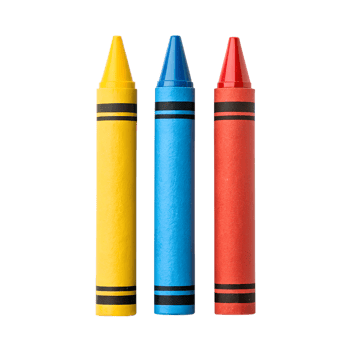 Three primary-colored crayons stand tall, their vibrant hues ready to bring imagination and creativity to life on any canvas. png