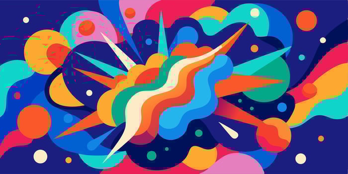 Abstract Colorful Explosion Background Vibrant Shapes and Swirls vector