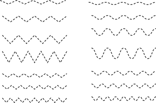 Wave line set. seamless borders zigzag. Graphic design elements. Horizontal handwritten. vector