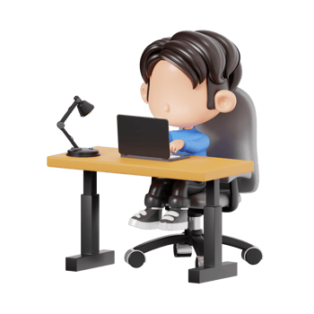 Boy Working on Laptop png
