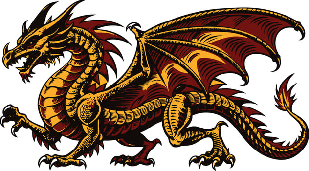 powerful red dragon spreading its wings vector
