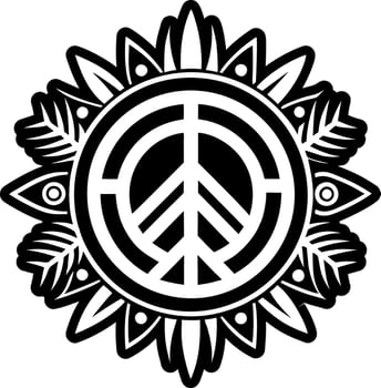 A peace sign with a black and white design vector