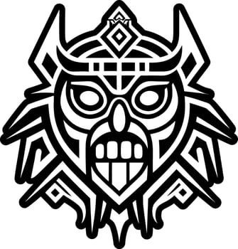 A glyph style icon of warrior mask tattoo vector