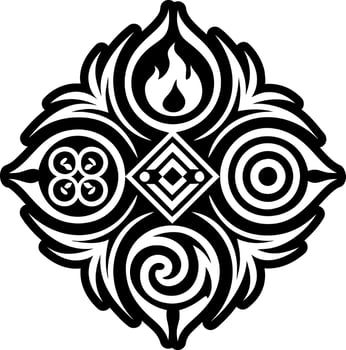 A glyph style icon of four elements tattoo vector