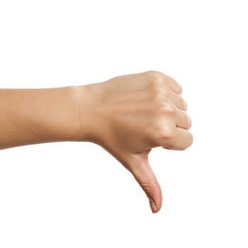 Dislike hand gesture on transparent background png
