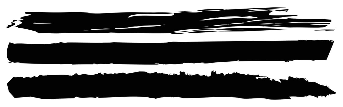 Black Brush Stroke Design Set Featuring Grunge Textures and Bold Hand Drawn Elements, eps file vector