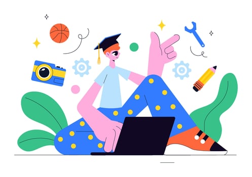 Art Depicting World Youth Skills Day with Young People Learning and Applying Professional Skills vector