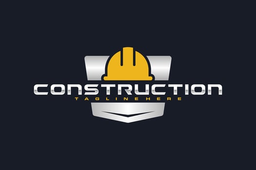 construction helmet plate emblem logo vector