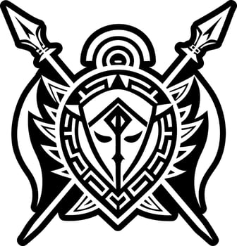 A glyph style icon of spear shield tattoo vector