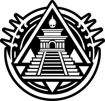 A filled style icon of temple pyramid tattoo vector