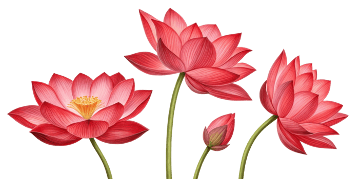 Beautiful lotus flowers bloom gracefully, showcasing their vibrant colors and intricate petals, symbolizing purity and tranquility png