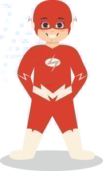 Children with Costume Superhero Isolated on White Background. vector