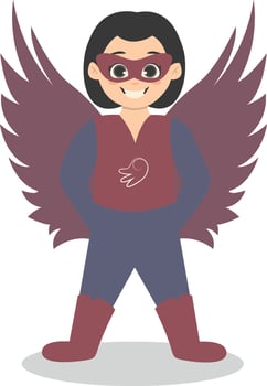 Children with Costume Superhero. Isolated Character in Cartoon Design, vector