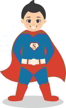 Children with Costume Superhero. Isolated Character in Flat Cartoon Design vector
