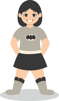 Children with Costume Superhero. Isolated Character with Flat Cartoon Design. vector