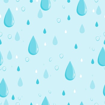 Water drops seamless repeating pattern. Water drops background. Blue liquid rain drops, water drink droplets. vector