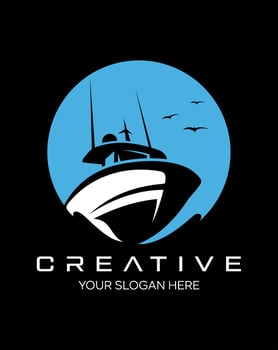 speed boat simple idea concept logo design vector