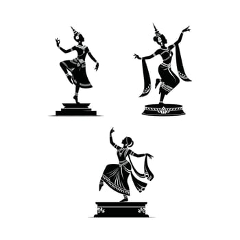 Four silhouettes of women in traditional dress vector