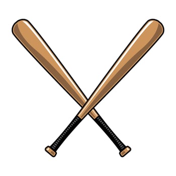 crossing wooden baseball bat vector