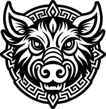 A glyph style icon of boar head tattoo vector