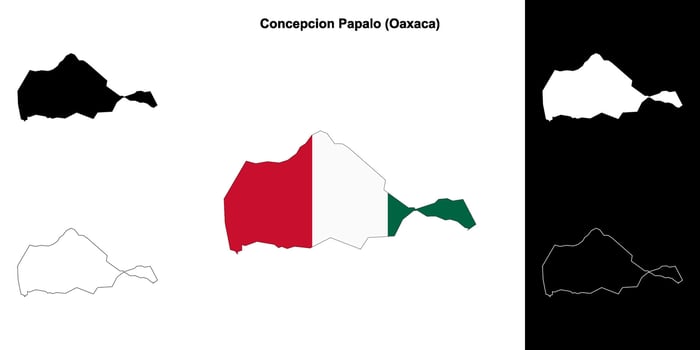 Concepcion Papalo municipality, Oaxaca outline map set vector