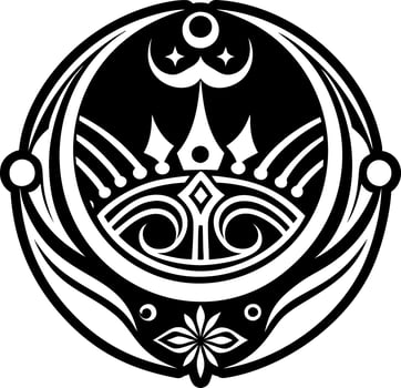 The crescent moon and crescent star in a circle vector