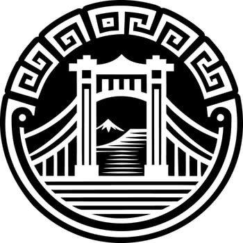 A solid style icon depicting golden gate ancient tattoo vector