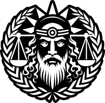 A solid style icon depicting greek judge vector
