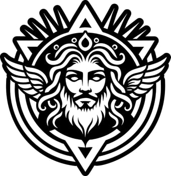 A glyph style icon of greek hero tattoo artwork vector