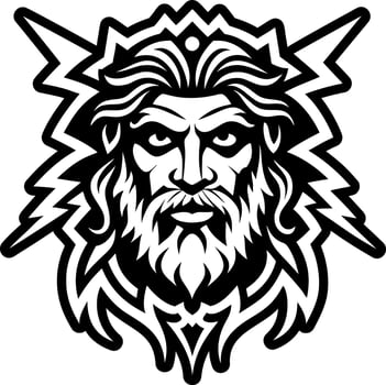 A solid style icon depicting thunder god vector