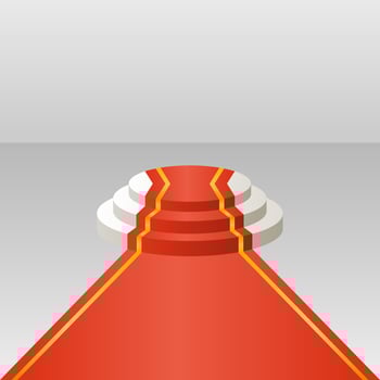 Elegant Premium Red Podium Stage. Awards Ceremony Podium with Red Carpet. vector
