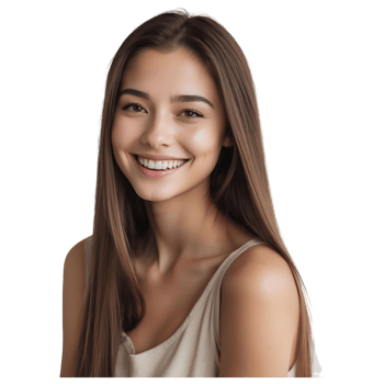 Smiling Young Woman with Long Straight Hair High-Quality Stock Image png