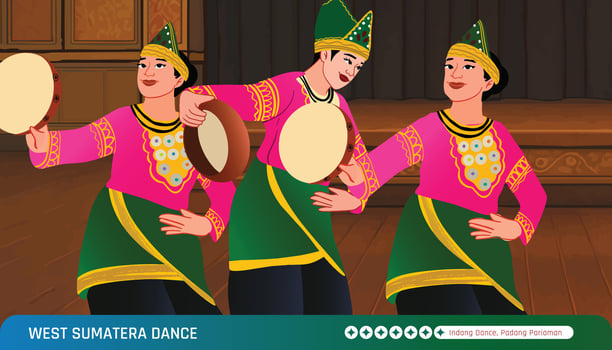 Three women in traditional dress are playing drums vector