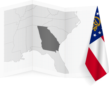 Georgia grayscale map and hanging flag. png