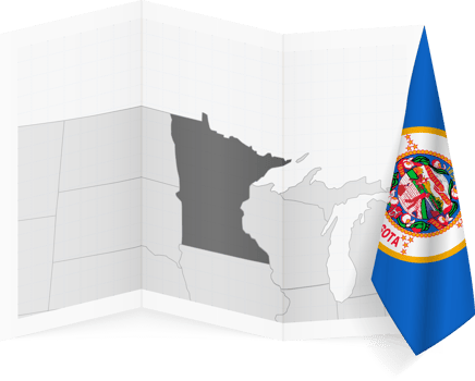 Minnesota grayscale map and hanging flag. png