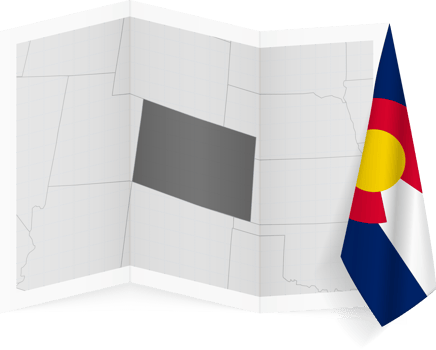 Colorado grayscale map and hanging flag. png