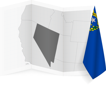 Nevada grayscale map and hanging flag. png