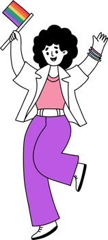 LGBTQ Happy Woman Dancing. Pride Month. LGBT community png