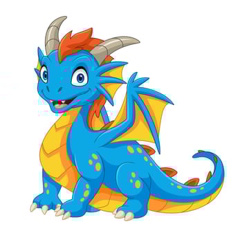 Cartoon cute little dragon on white background vector