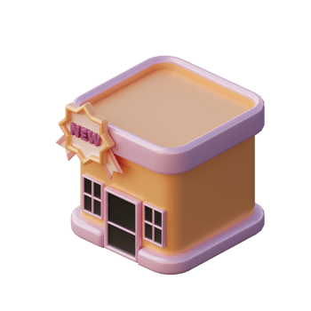 Cute 3D New Store Icon Illustration Render png
