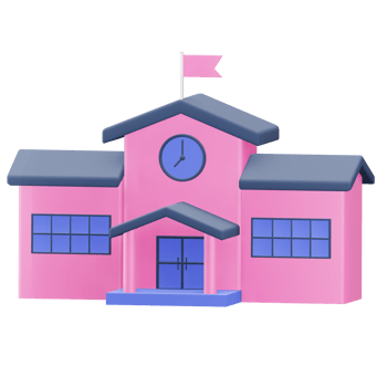 3D School Building Illustration With Flag png