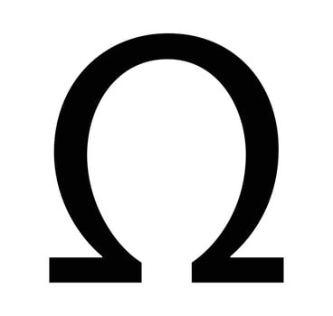 High Resolution Image of the Greek Letter Omega Symbol in Bold Black vector