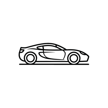 A sleek sports car is depicted in minimalist black lines cutouts png